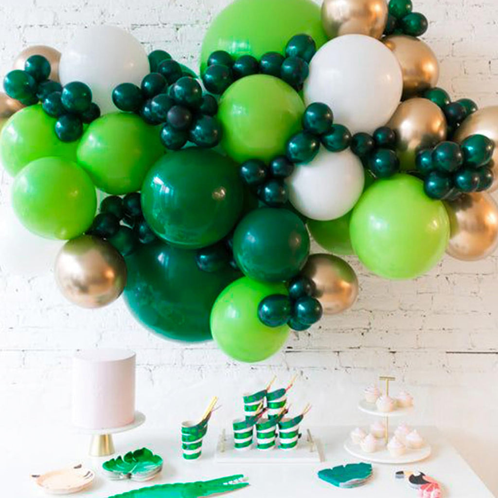 PartyWoo Dark Green Balloons 152pcs – Emerald Hunter Forest Party Kit (18/12/10/5 in) Arch & Garland Decor
