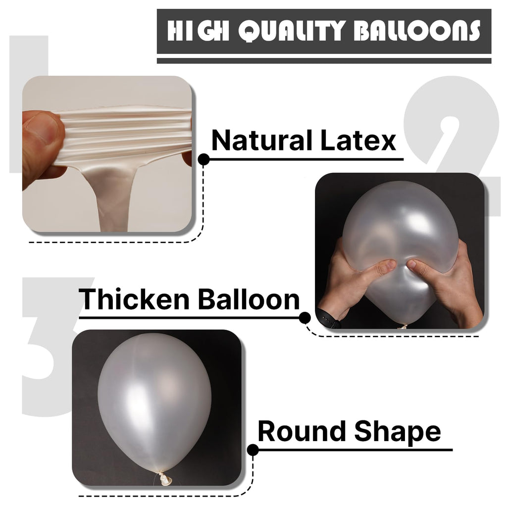 PartyWoo Pearl White Balloons 50pcs 12in | Metallic Latex for Weddings & Celebrations