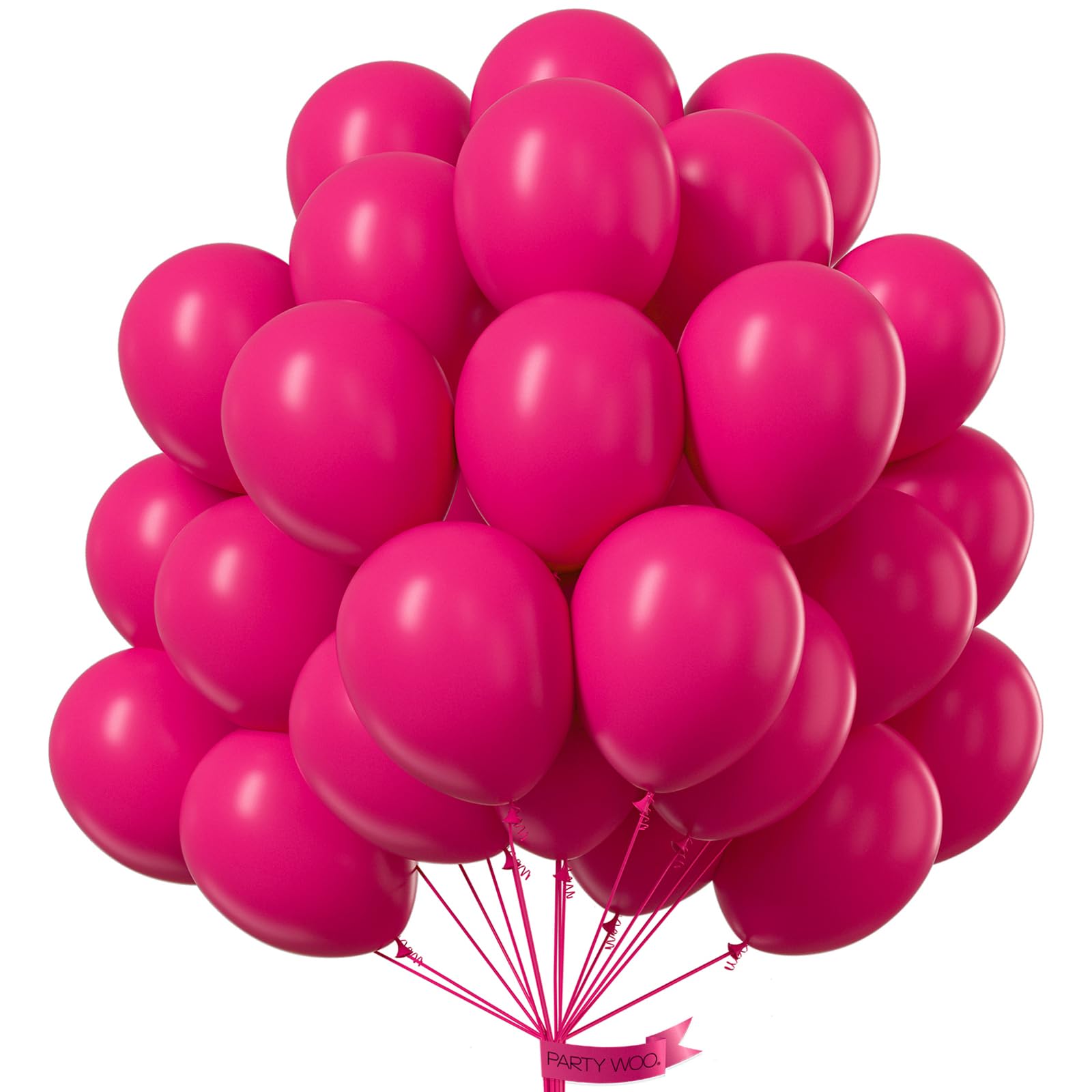 PartyWoo Hot Pink Balloons 100pc - 12in Magenta Fuchsia for Events
