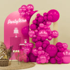 PartyWoo Hot Pink Balloons 140pc Arch Kit – 18/12/10/5in Metallic Pink Magenta & Fuchsia