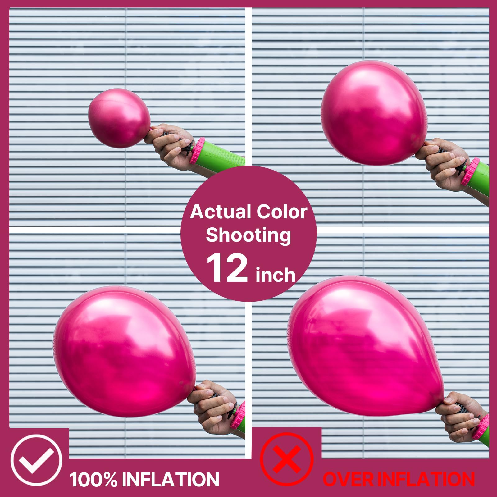 PartyWoo Hot Pink Balloons 140pc Arch Kit – 18/12/10/5in Metallic Pink Magenta & Fuchsia