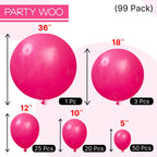 PartyWoo Hot Pink Balloons 99 pcs — Magenta Fuchsia Balloon Arch Kit for Baby Shower, Wedding, Birthday