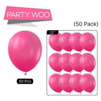PartyWoo Hot Pink Balloons – 50 Pack, 12" Magenta Fuchsia Latex Balloons for Weddings & Parties