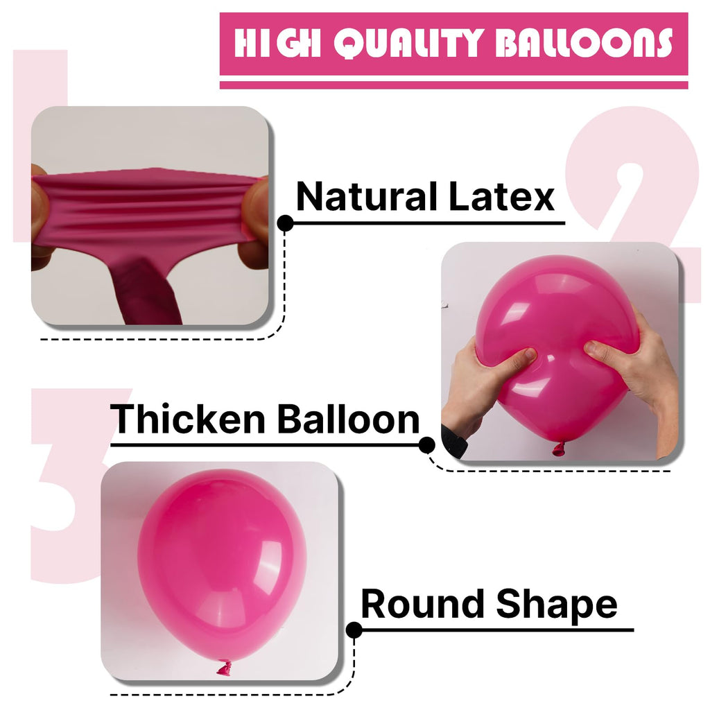 PartyWoo Hot Pink Balloons 99 pcs — Magenta Fuchsia Balloon Arch Kit for Baby Shower, Wedding, Birthday
