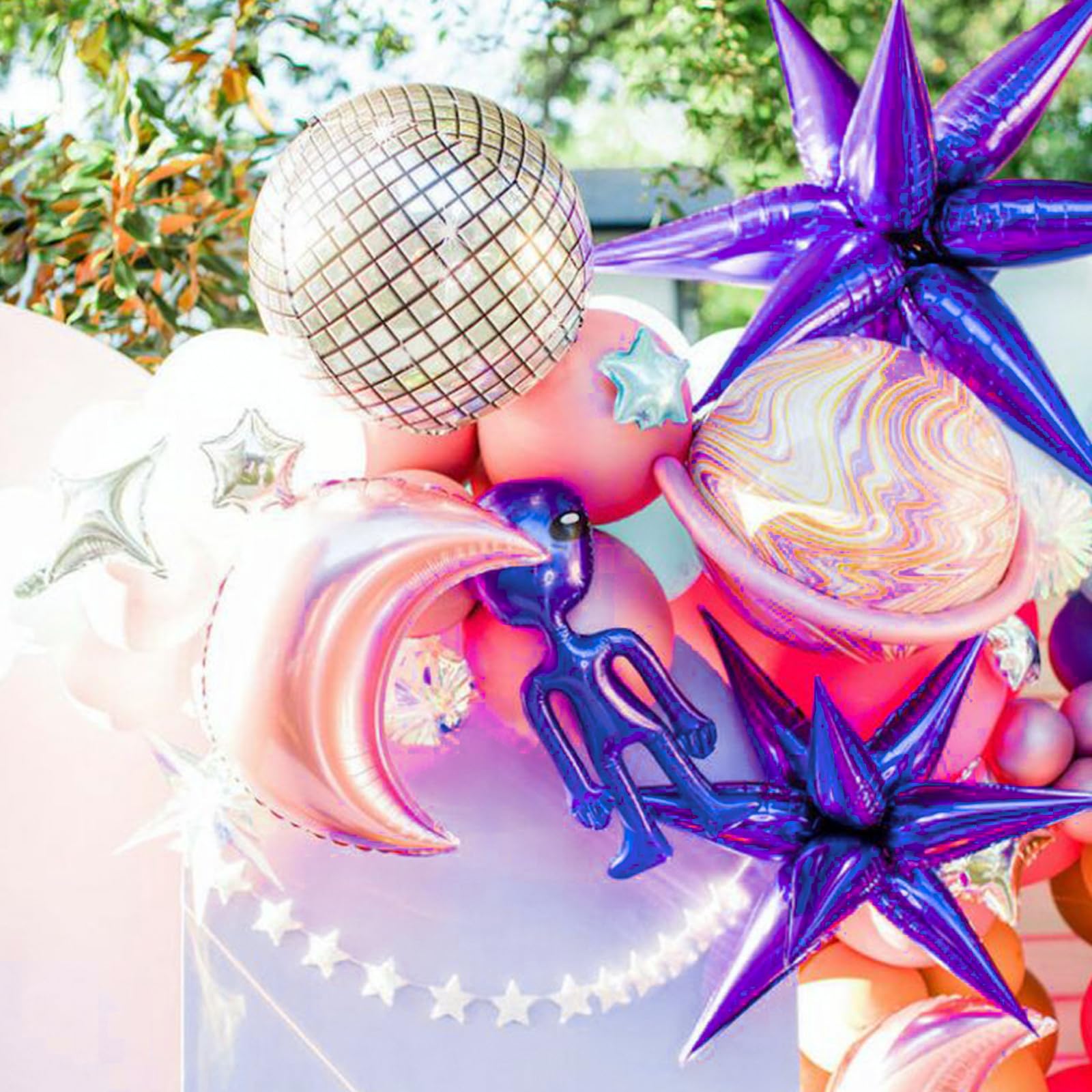 PartyWoo Metallic Purple Star Balloons 110pcs – Foil Star Balloon Arch Kit for Birthday & Wedding