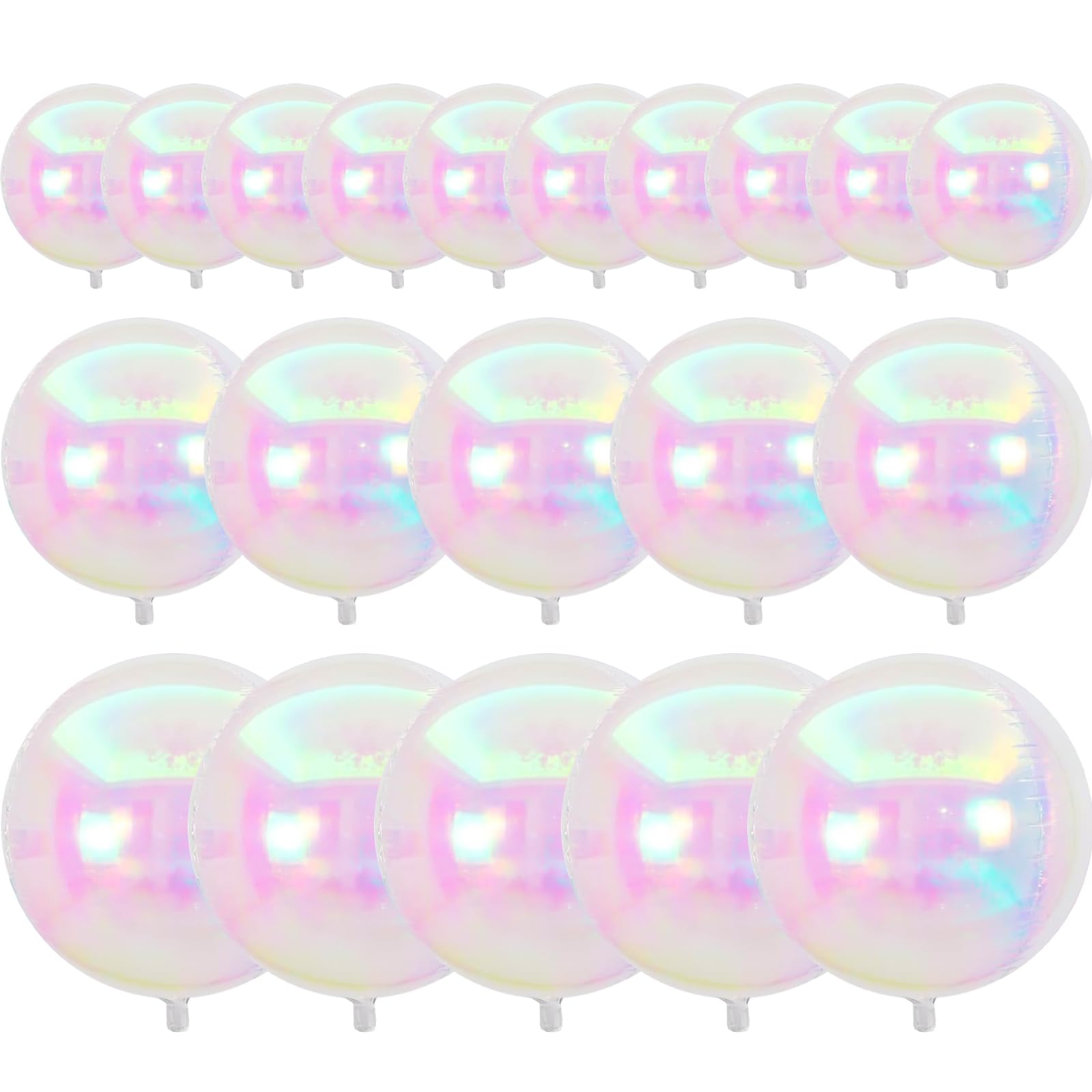 PartyWoo Iridescent Foil Balloons 20pc Pack - 10in, 12in, 22in 4D Mylar Balloons for Weddings & Parties