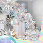 PartyWoo Iridescent Foil Balloons 20pc Pack - 10in, 12in, 22in 4D Mylar Balloons for Weddings & Parties