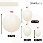 PartyWoo Beige Balloons 140pc Arch Kit – Ivory Cream 18/12/10/5in for Weddings & Parties