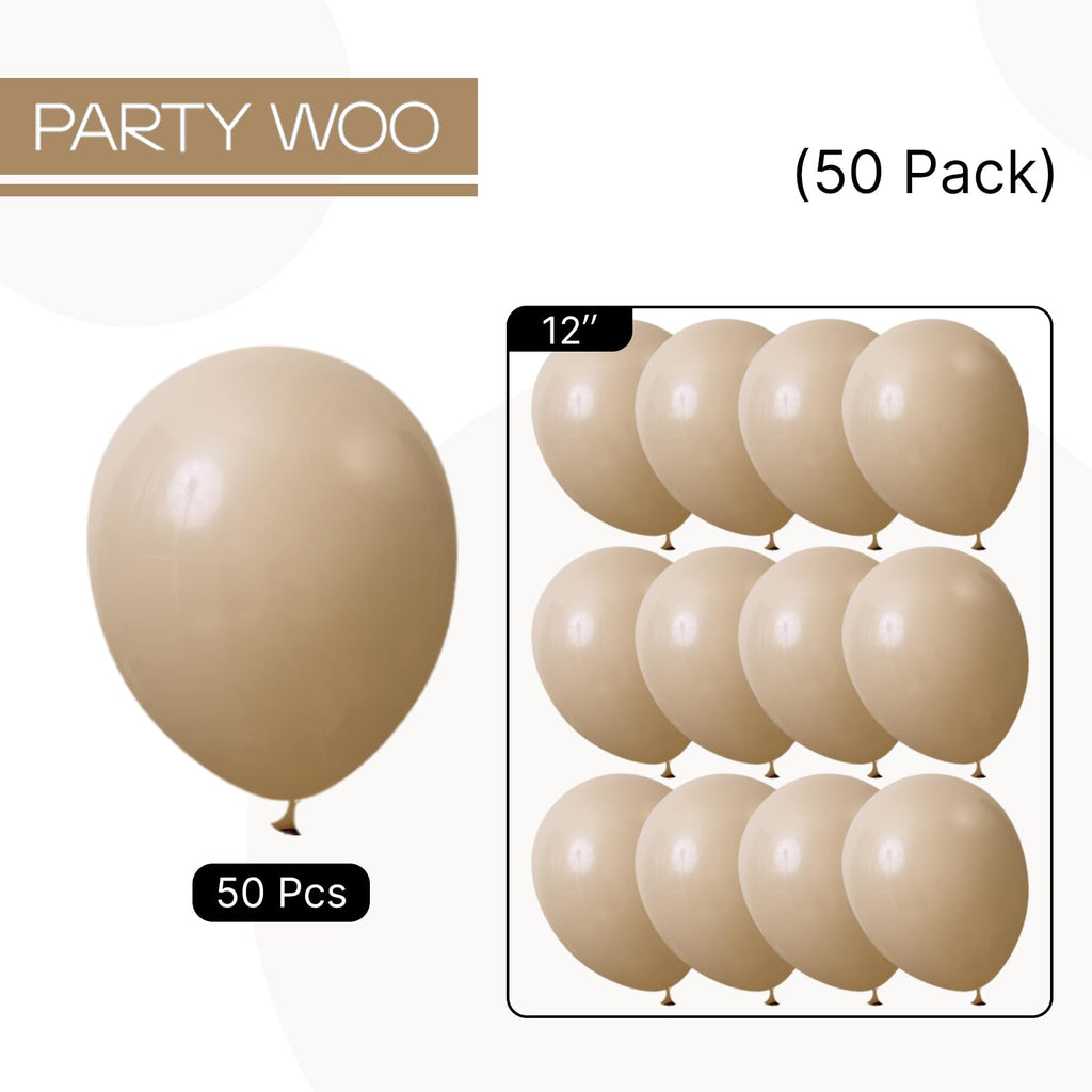PartyWoo Cream Balloons 50 Pcs - 12in Beige Ivory Neutral Latex for Weddings & Celebrations