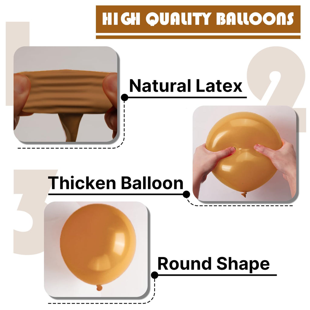 PartyWoo Tan Balloons 140 Pcs Boho Neutral Latex Arch Kit – 18/12/10/5 Inch for Birthday, Safari & Baby Shower