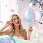 PartyWoo Iridescent Foil Balloons 20pc Pack - 10in, 12in, 22in 4D Mylar Balloons for Weddings & Parties