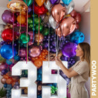 PartyWoo 66-Pack 12in Metallic Balloons – Blue, Silver, Gold, Purple, Pink, Rainbow