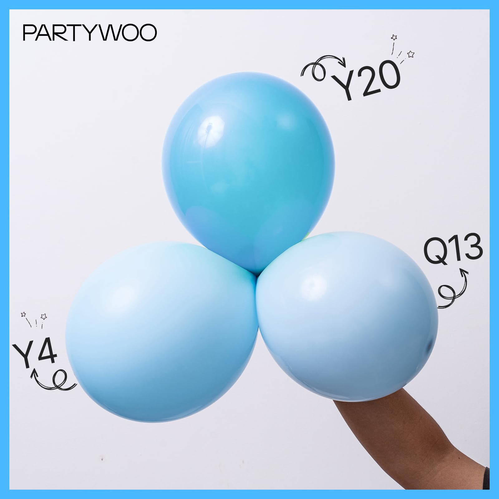 PartyWoo Light Blue Balloons – 140 Pcs in 18/12/10/5 Inches for Balloon Garland Arch & Party Decorations