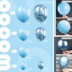 PartyWoo Light Blue Balloons – 140 Pcs in 18/12/10/5 Inches for Balloon Garland Arch & Party Decorations