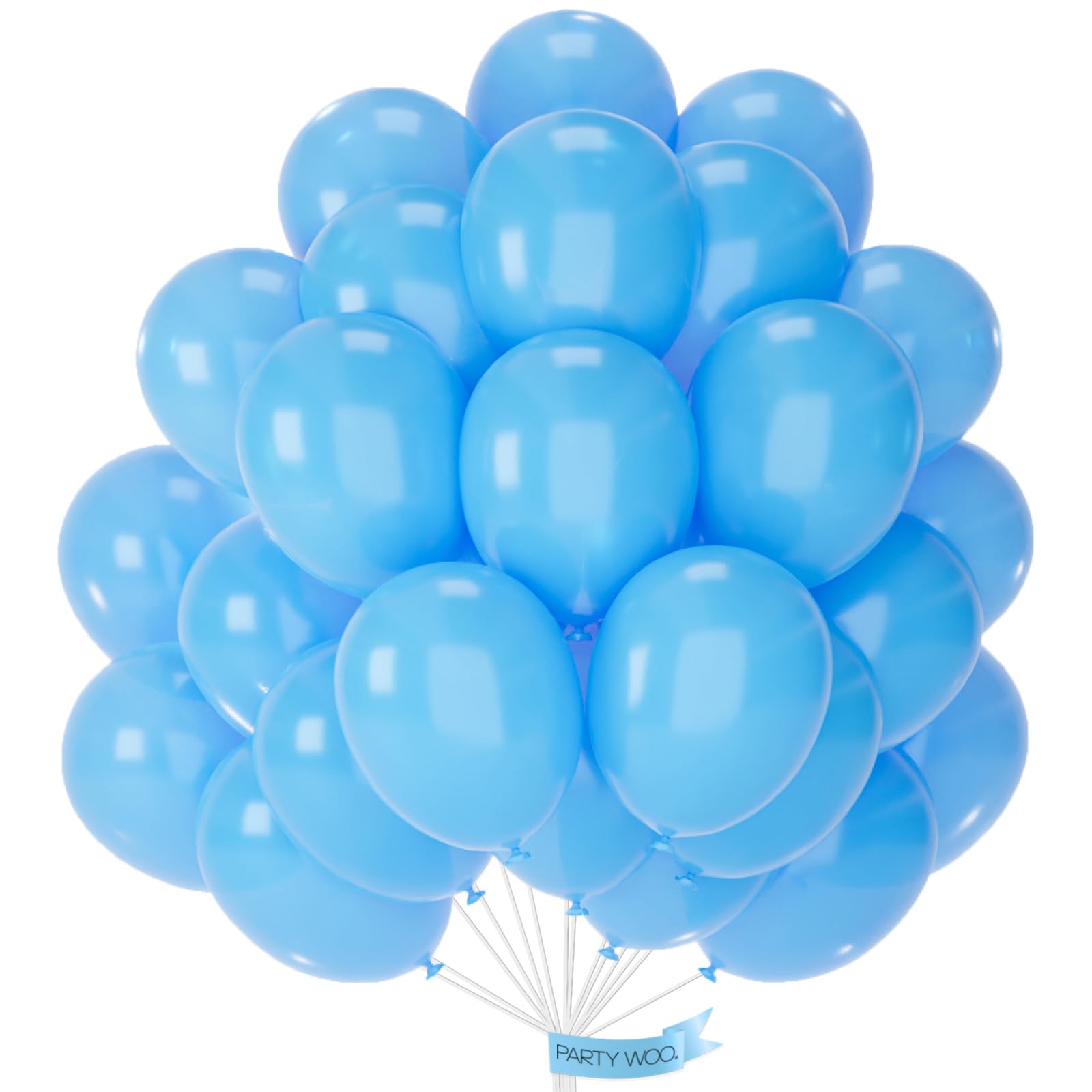 PartyWoo Light Blue Balloons – 50pcs, 12 inch Latex Balloons for Baby Showers, Weddings & Celebrations