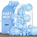 PartyWoo Light Blue Balloons 120pcs — 18in, 12in, 10in, 5in Arch Kit & Garland for Birthday, Baby Shower, Graduation