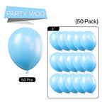 PartyWoo Light Blue Balloons – 50pcs, 5in Pastel Sky Aqua for Weddings, Birthdays, Baby Showers