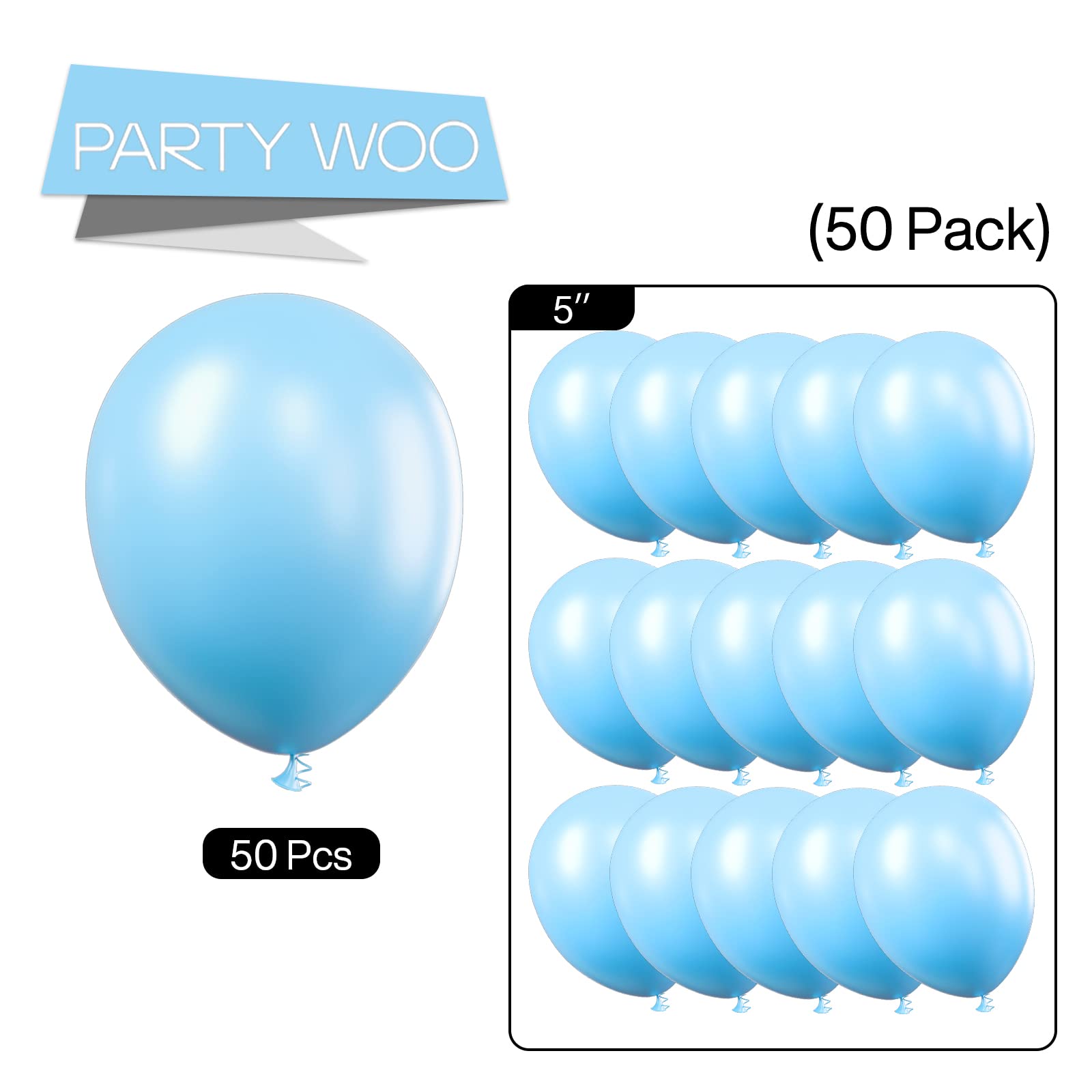 PartyWoo Light Blue Balloons – 50pcs, 5in Pastel Sky Aqua for Weddings, Birthdays, Baby Showers