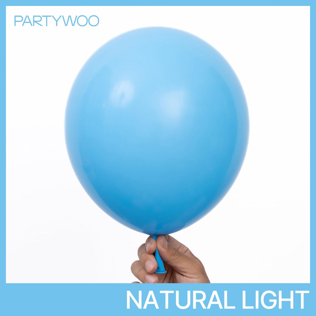 PartyWoo Light Blue Balloons – 50pcs, 12 inch Latex Balloons for Baby Showers, Weddings & Celebrations