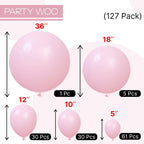 PartyWoo Light Pink Balloons 127pcs Arch Kit – Pastel 36/18/12/10/5in
