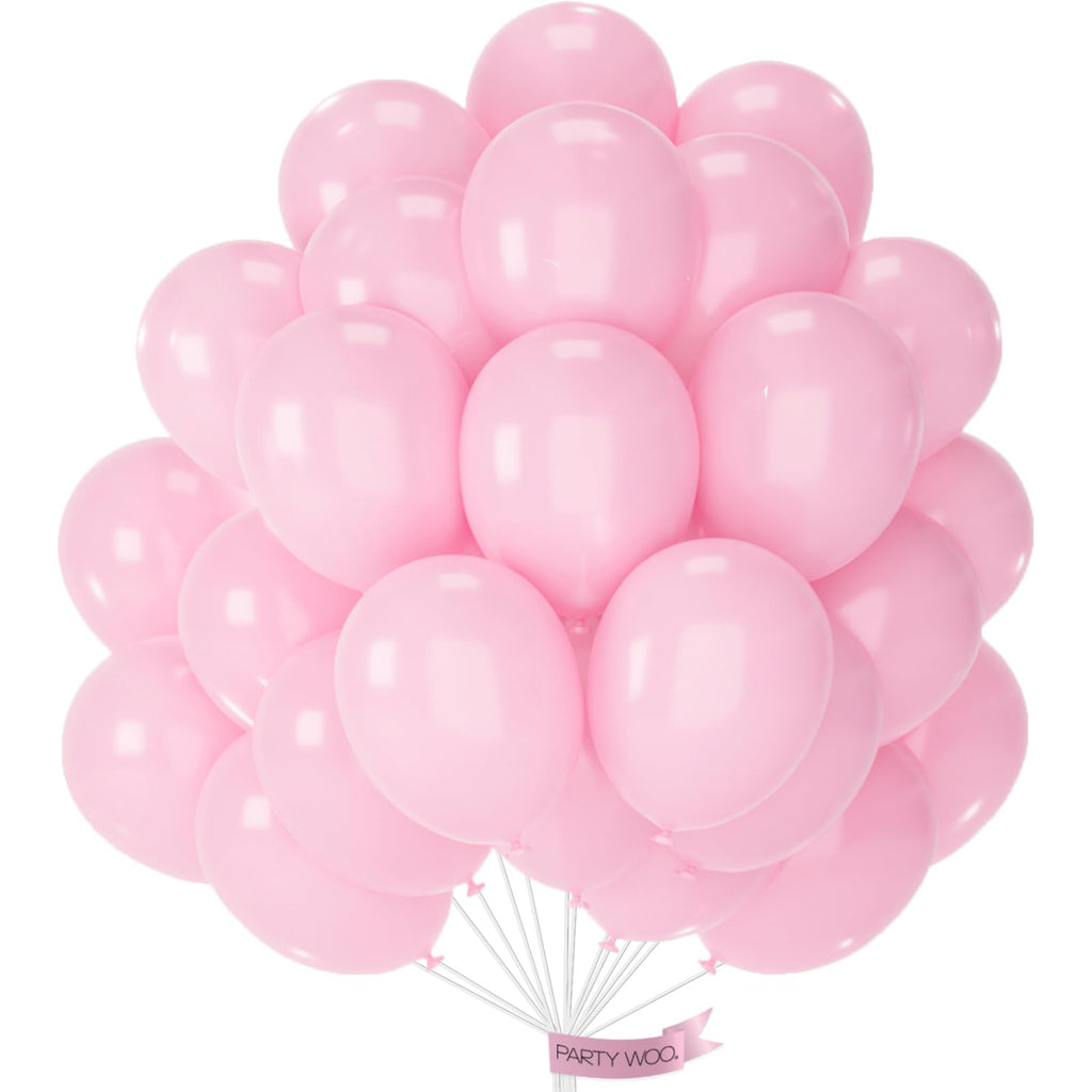 PartyWoo Light Pink Balloons 100pcs - 12in Pastel Pink Party Decor for Baby Shower, Wedding & More