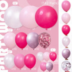 PartyWoo Hot Pink Balloon Arch Kit 142pcs – Magenta, Fuchsia, Pastel Balloons for Baby Shower & Birthday