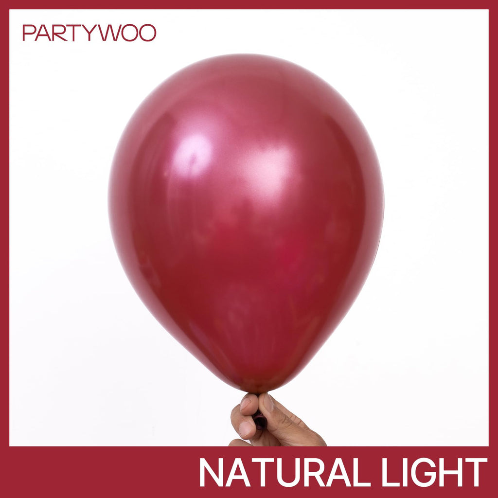 PartyWoo Pearl Burgundy Balloons Kit – 140pcs 18/12/10/5in Maroon Balloons for Weddings, Graduation, Birthday