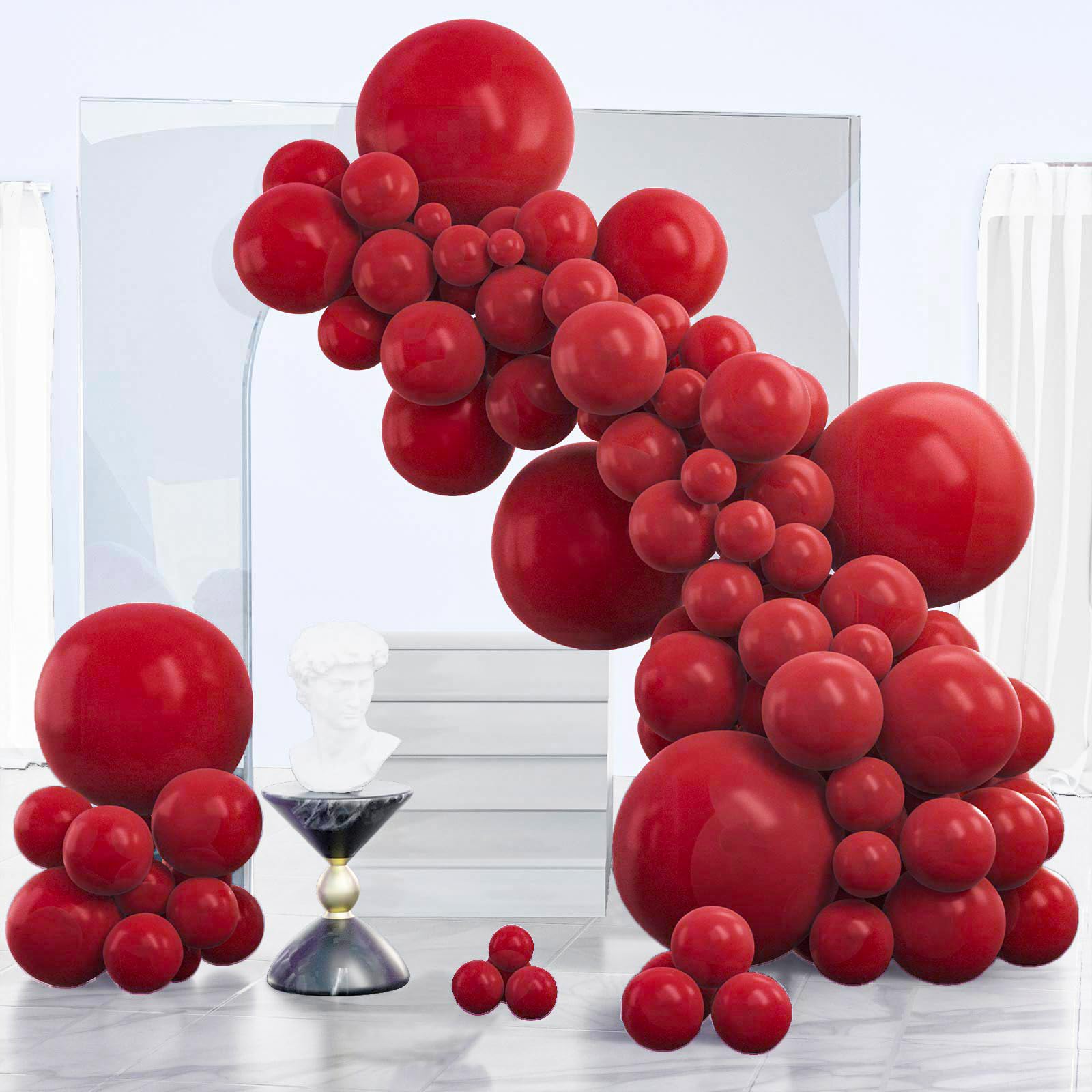 PartyWoo Maroon Balloons 140 Pcs – Arch & Garland Latex Set (18/12/10/5 in)