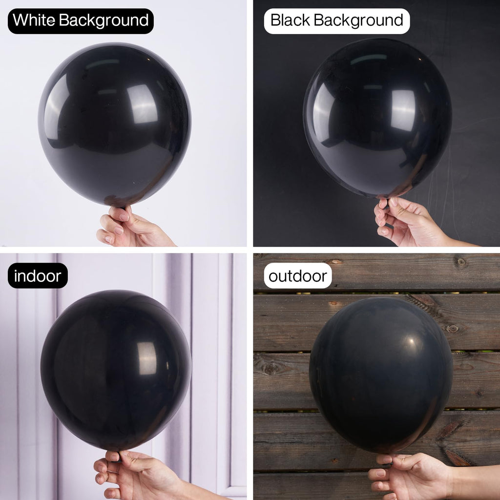 PartyWoo Matte Black Balloons – 50 Pcs, 12" Latex, Helium Ready