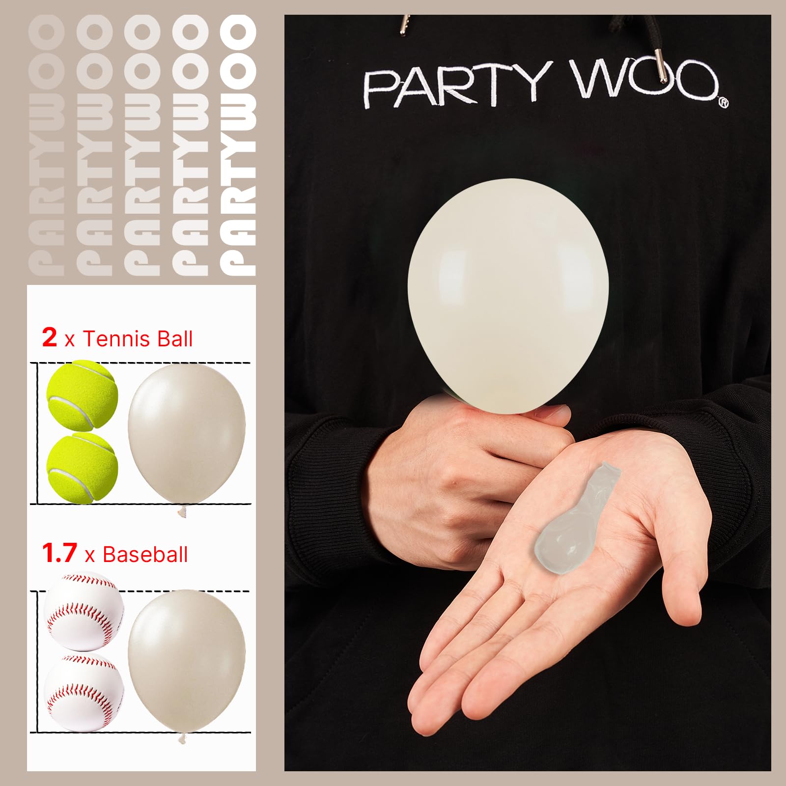 PartyWoo White Sand Balloons – 50pcs, 5in Latex Mini Ivory Cream for Weddings & Parties