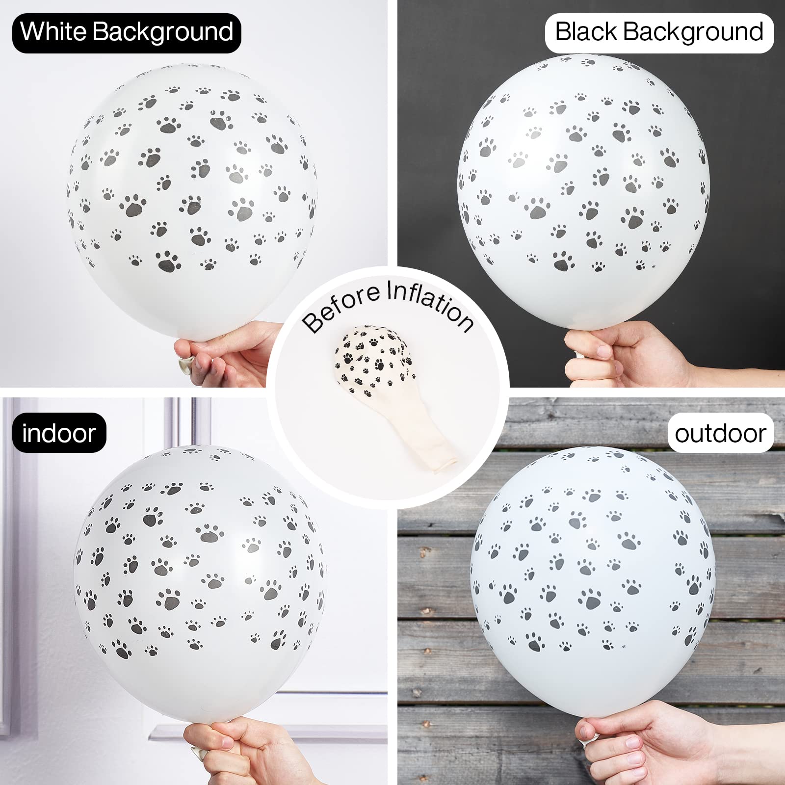 PartyWoo Paw Balloons – 50pcs 12in Matte White Paw Print Latex