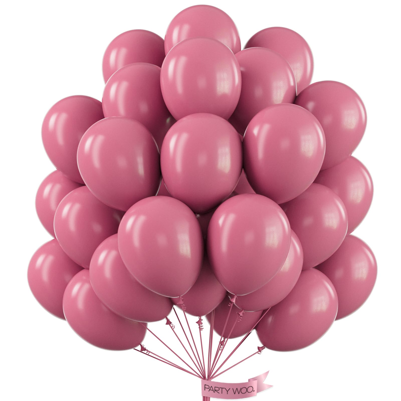 PartyWoo Mauve Balloons 50 Pcs, 12in – Dark Pink Boho Party Decor