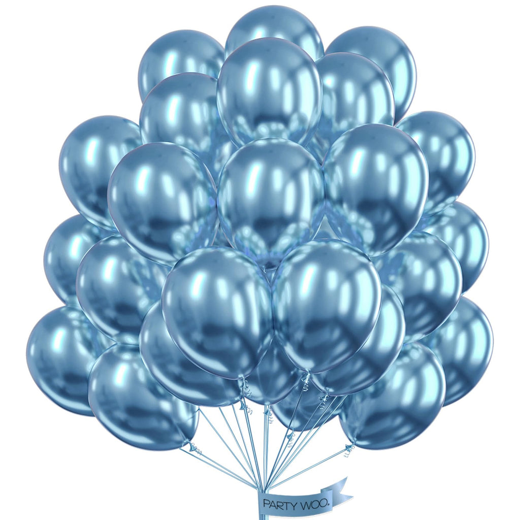 PartyWoo Metallic Blue Balloons | 50 Pcs, 12 Inch for Garland & Arch Decor