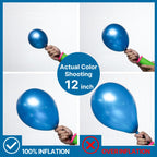 PartyWoo Metallic Blue Balloons 140pcs – Chrome Blue Latex Set (18/12/10/5) for Weddings, Birthdays & More