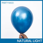 PartyWoo Metallic Blue Balloons 140pcs – Chrome Blue Latex Set (18/12/10/5) for Weddings, Birthdays & More