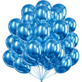 PartyWoo Metallic Blue Balloons 50 Pcs | 12in Chrome Latex Balloons for Weddings & Parties