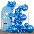 PartyWoo Metallic Blue Balloons 140pcs – Chrome Blue Latex Set (18/12/10/5) for Weddings, Birthdays & More