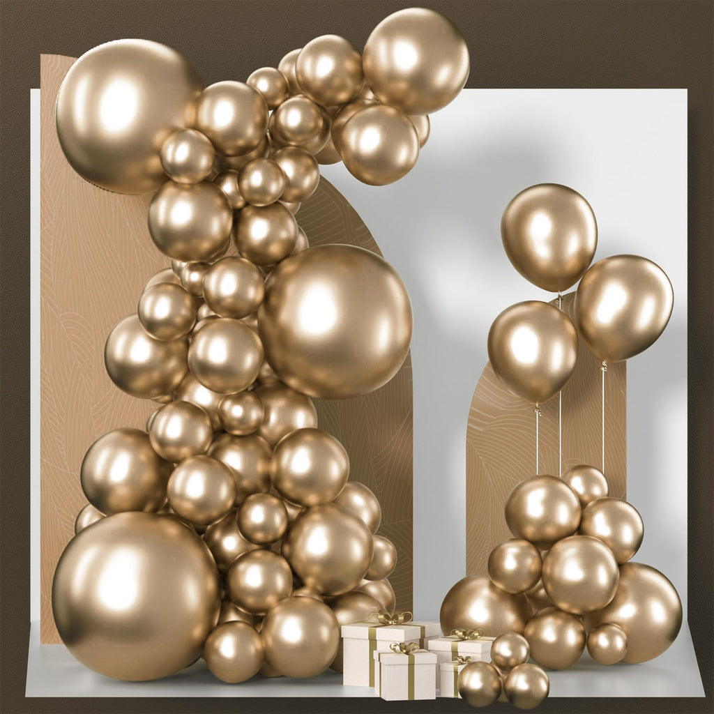 PartyWoo Metallic Gold Balloons Kit — 85pcs for Arches & Garlands (18/12/10/5 in)