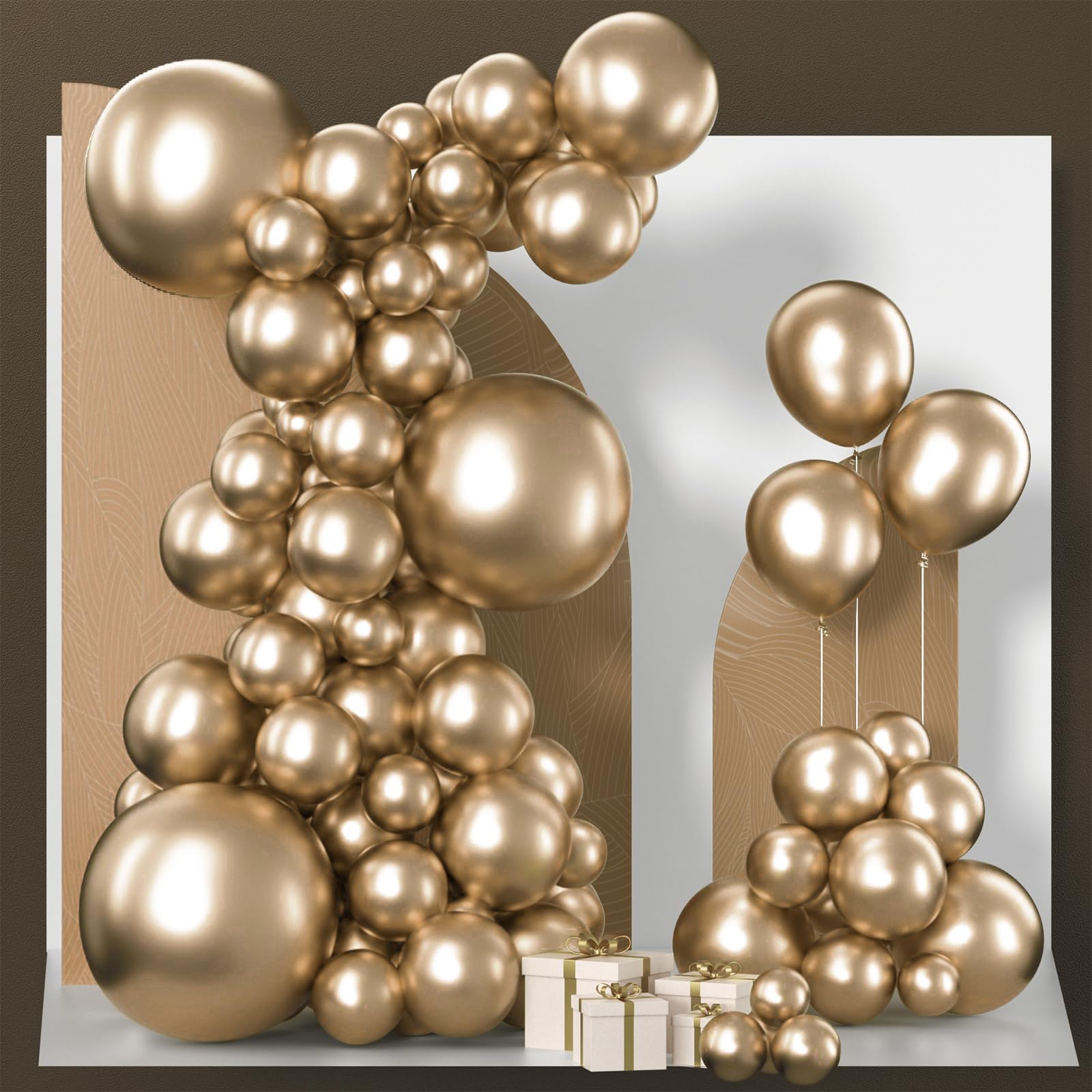 PartyWoo Metallic Gold Balloons Kit — 85pcs for Arches & Garlands (18/12/10/5 in)