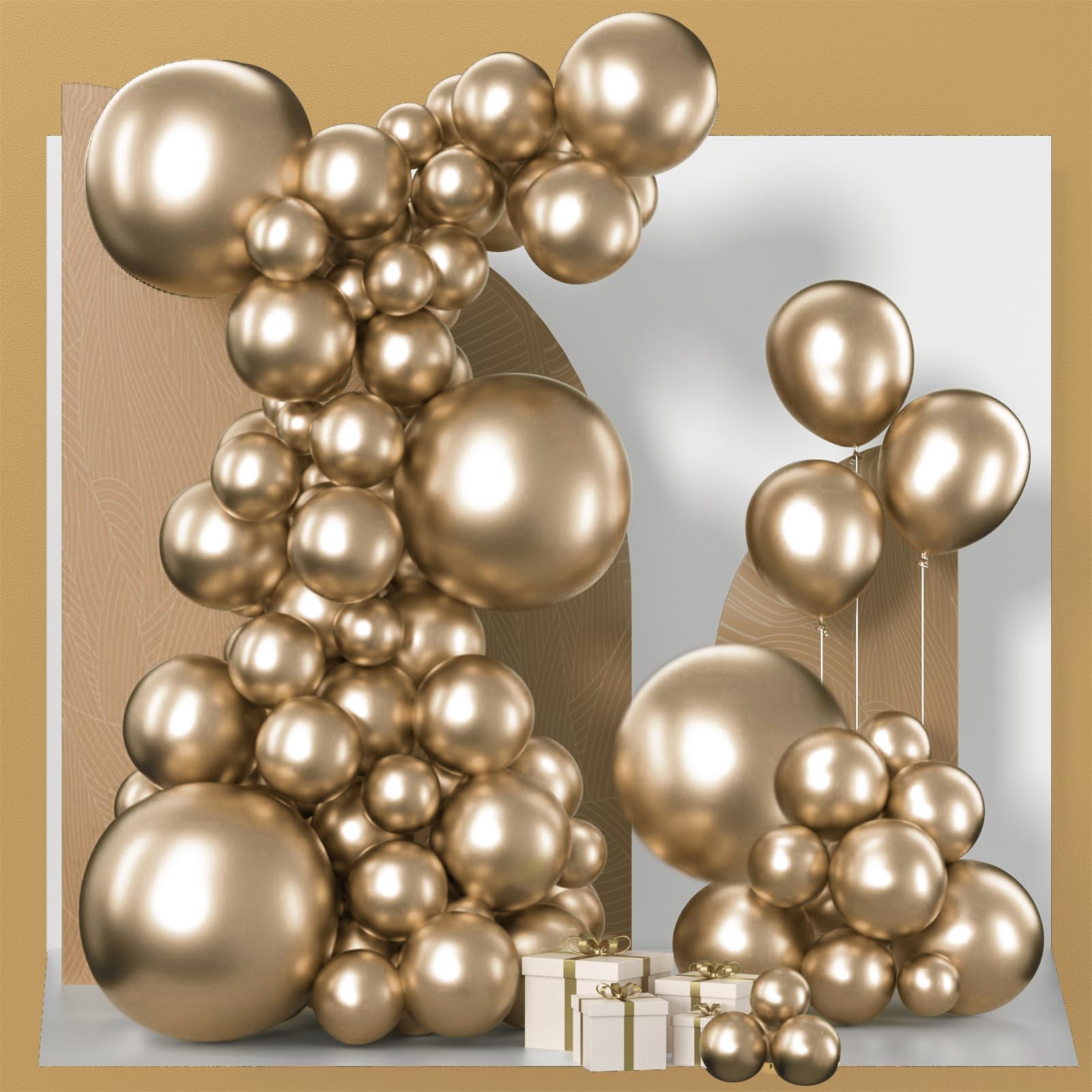 PartyWoo Metallic Gold Balloons 152pcs – Arch Kit for Weddings & Parties