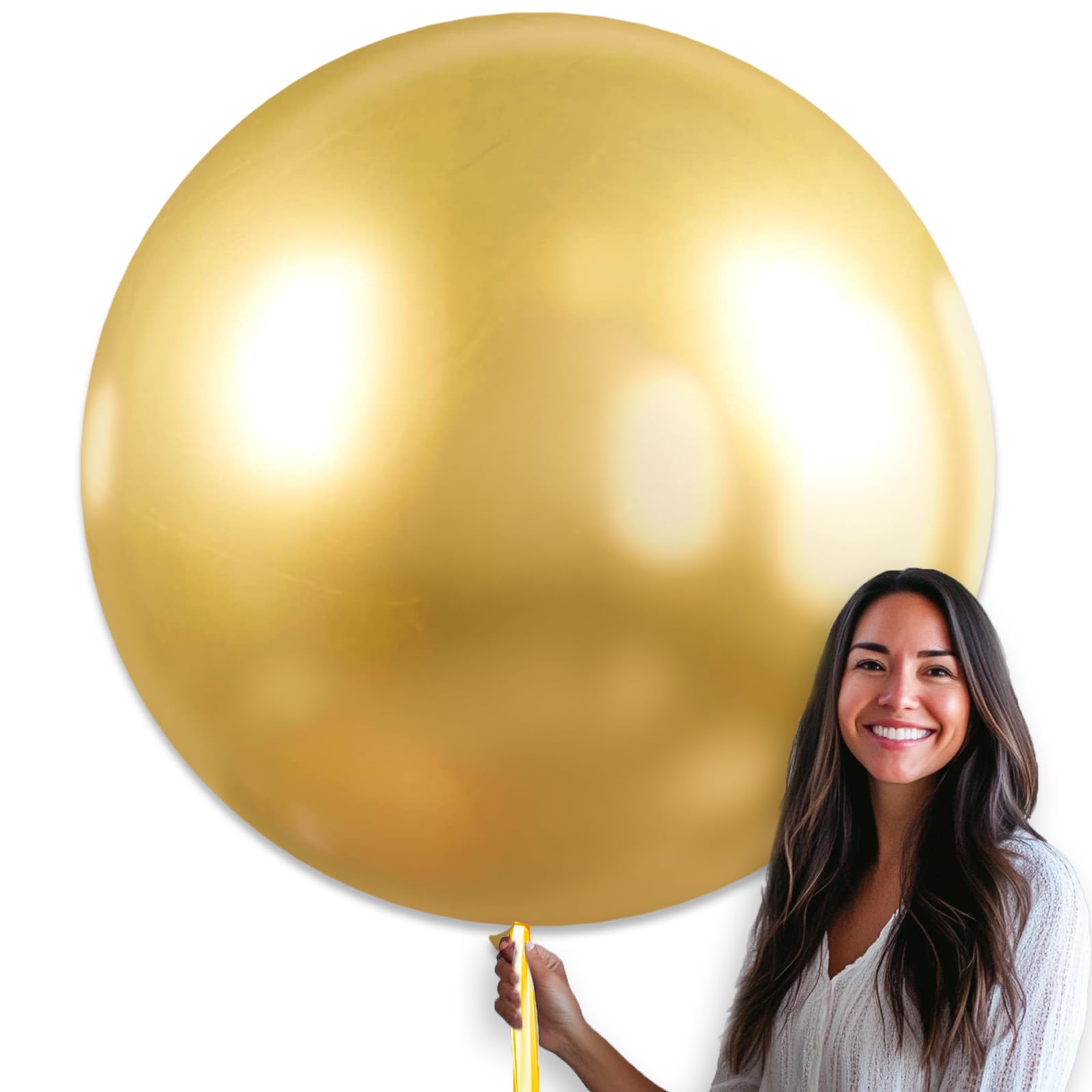 PartyWoo Metallic Gold Balloons 36-Inch Jumbo 4-Pack | Chrome Gold Latex Balloons for Graduation, Baby Shower & Parties