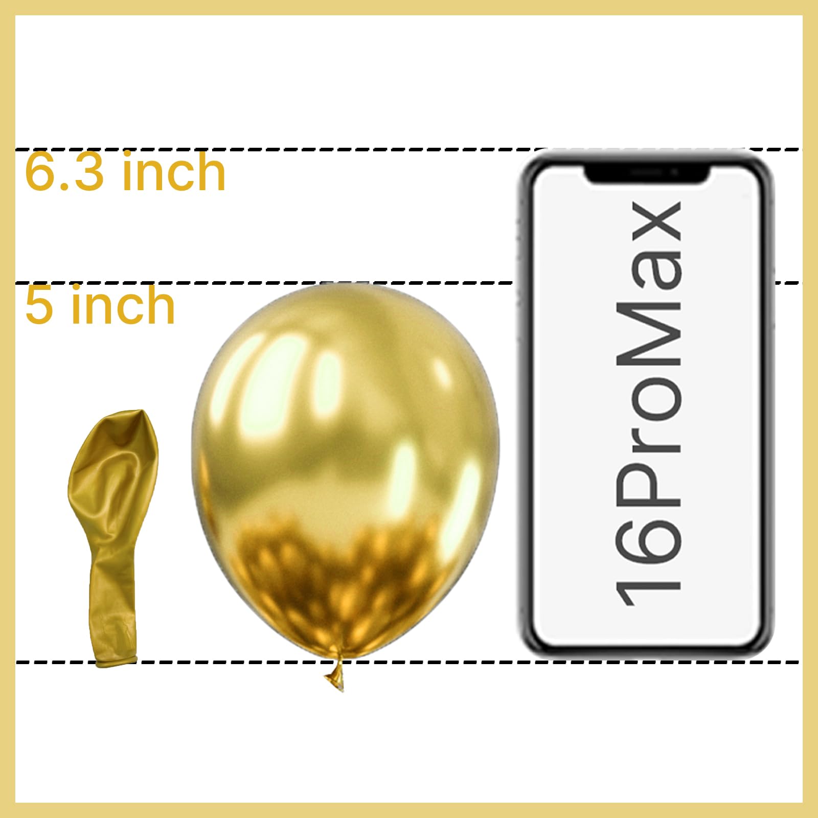 PartyWoo Metallic Gold Balloons – 50pcs, 5-inch Chrome Gold Latex for Birthday, Wedding & More
