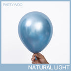 PartyWoo Metallic Light Blue Balloons — 140 pcs in 18/12/10/5 in Balloon Arch Kit