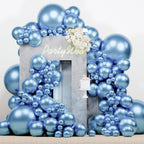 PartyWoo Metallic Light Blue Balloons — 140 pcs in 18/12/10/5 in Balloon Arch Kit