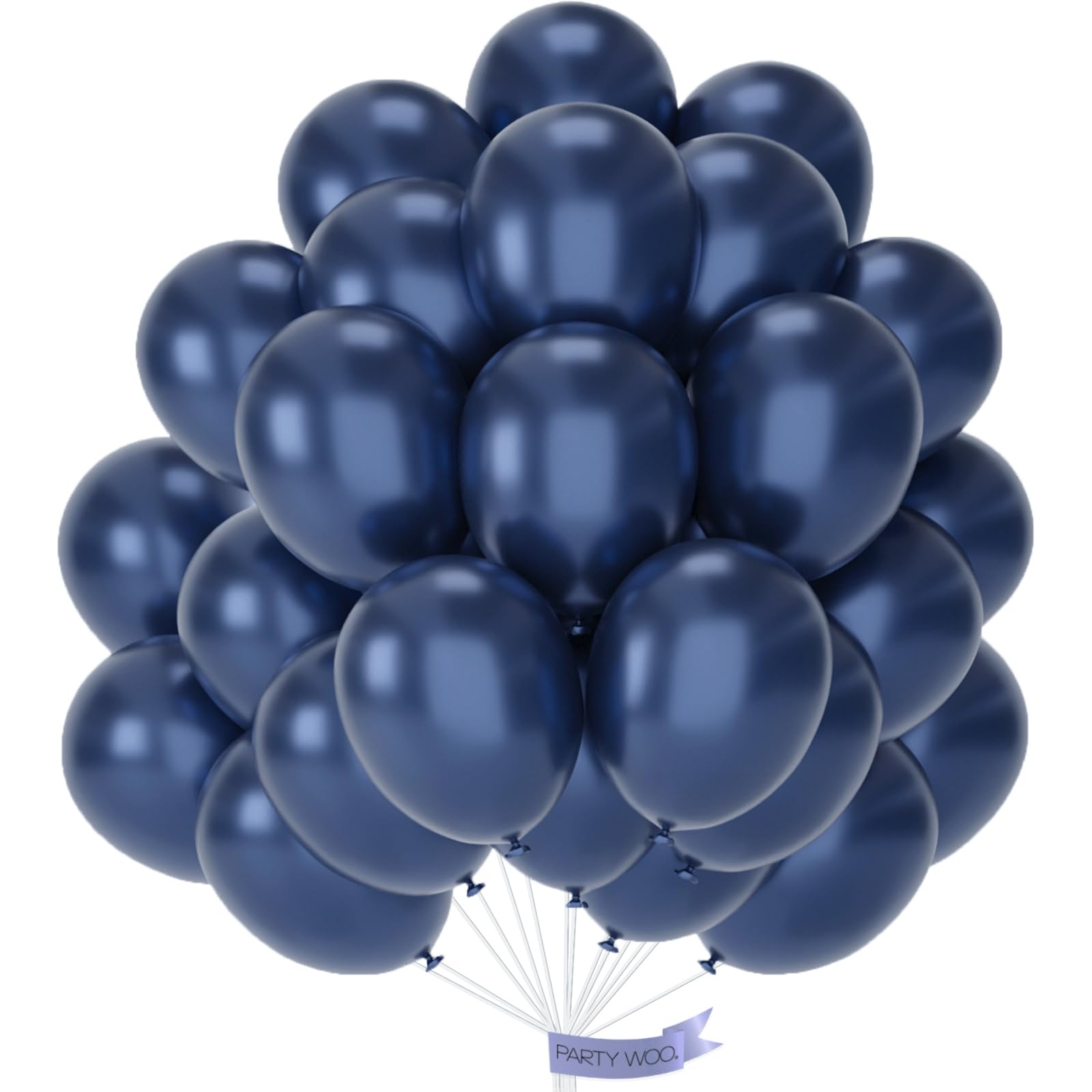 PartyWoo Metallic Navy Blue Balloons 50pc, 12in Chrome Blue for Celebrations