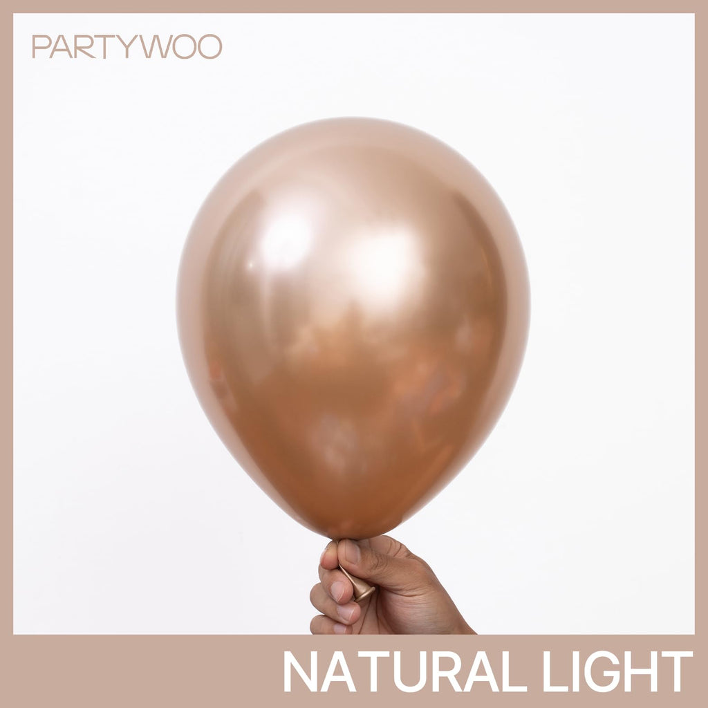 PartyWoo Metallic Rose Gold Balloons 140pcs – 18in/12in/10in/5in Balloon Arch Kit for Birthday & Events