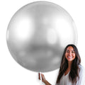 PartyWoo Metallic Silver Balloons 36-inch Giant 4-Piece Set – Weddings, Graduations & Celebrations