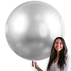 PartyWoo Metallic Silver Balloons 36-inch Giant 4-Piece Set – Weddings, Graduations & Celebrations