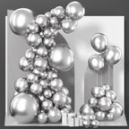 PartyWoo Metallic Silver Balloons — 85pc Pack (18in/12in/10in/5in) for Balloon Garlands & Arches