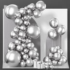 PartyWoo Metallic Silver Balloons — 85pc Pack (18in/12in/10in/5in) for Balloon Garlands & Arches